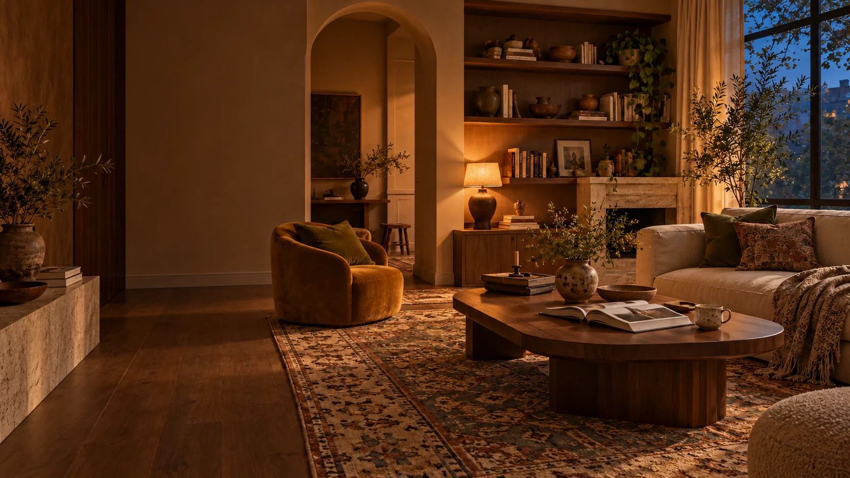 AI-generated illustrative room: A softer evening